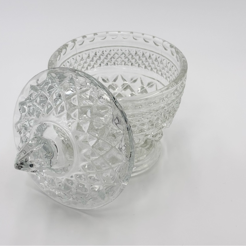 Vintage Anchor Hocking Wexford‎ Sugar Bowl and Lid Cut Glass Apothecary Jar - Picture 2 of 10